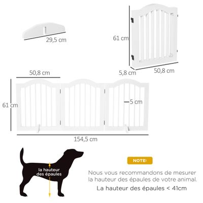PawHut ? Barrière modulable pliable 154,5L x 61H cm MDF blanc