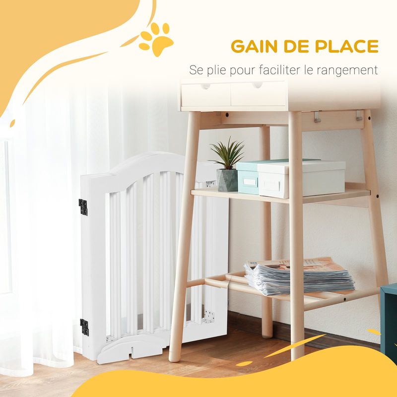 PawHut - Barrière Sécurité Modulable & Pliable H.61 cm - Blanc
