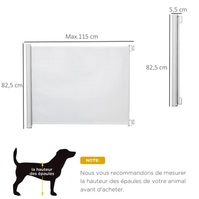 PawHut - Barrière Animaux Rétractable H.83 cm - Blanc