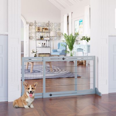 PawHut - barrière sécurité chien réglable autoportante H.69 cm - gris