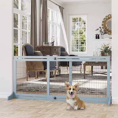 PawHut - barrière sécurité chien réglable autoportante H.69 cm - gris