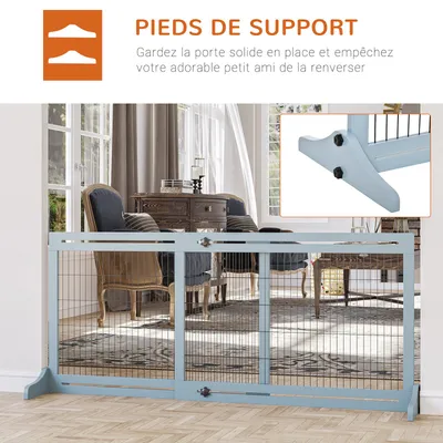 PawHut - barrière sécurité chien réglable autoportante H.69 cm - gris