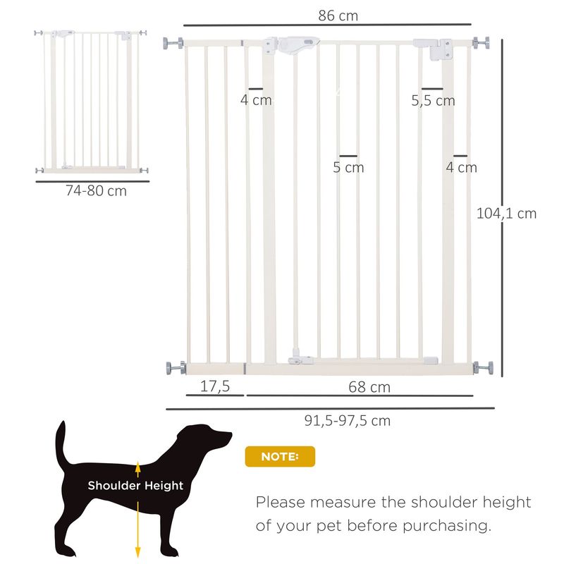 PawHut - Barrière sécurité réglable sans perçage - H.104.1 cm - blanc
