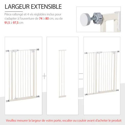 PawHut - Barrière sécurité réglable sans perçage - H.104.1 cm - blanc