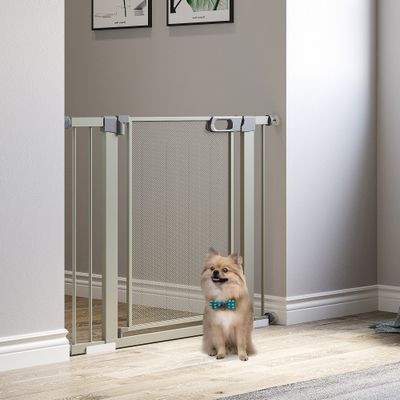 PawHut - Barrière de sécurité animaux réglable L75-103 cm porte verrou