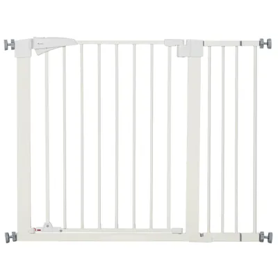 PawHut ? Barrière de sécurité animaux réglable avec porte acier blanc