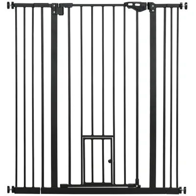 PawHut - barrière sécurité chien double verrouillage H.104 cm - noir PawHut - barrière sécurité chien double verrouillage H.104 cm - noir