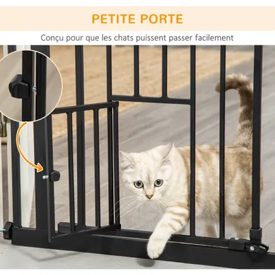PawHut - barrière sécurité chien double verrouillage H.104 cm - noir