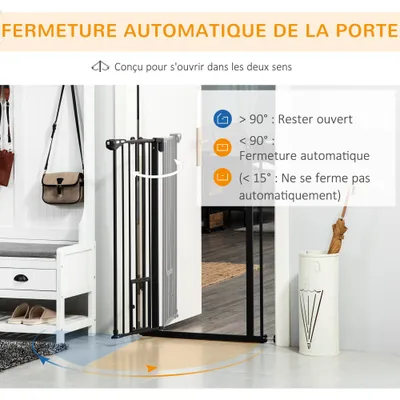 PawHut - barrière sécurité chien double verrouillage H.104 cm - noir PawHut - barrière sécurité chien double verrouillage H.104 cm - noir