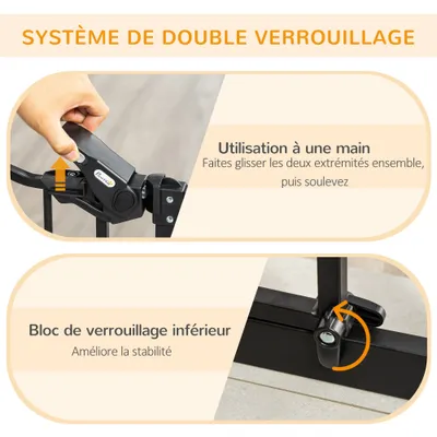 PawHut - barrière sécurité chien double verrouillage H.104 cm - noir PawHut - barrière sécurité chien double verrouillage H.104 cm - noir