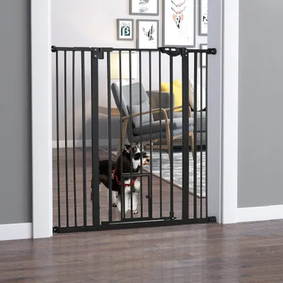 PawHut - barrière sécurité chien double verrouillage H.104 cm - noir PawHut - barrière sécurité chien double verrouillage H.104 cm - noir