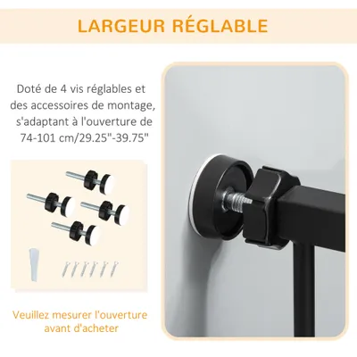 PawHut - barrière sécurité chien double verrouillage H.104 cm - noir