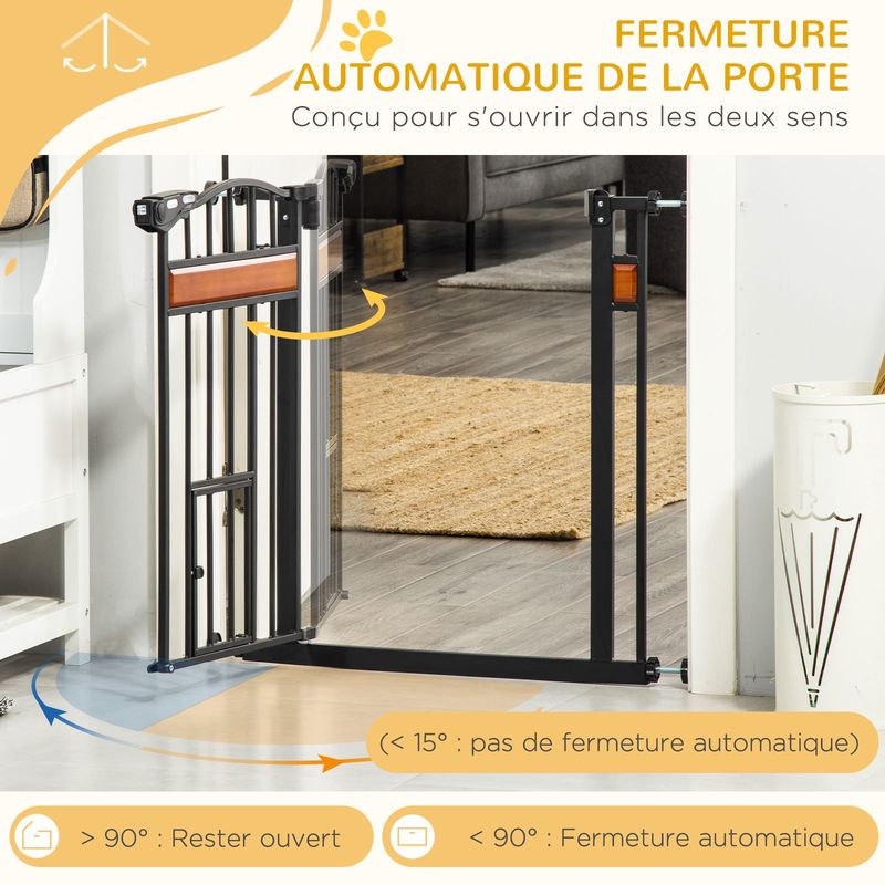 PawHut - Barrière sécurité animaux réglable H.74-80 cm - noir
