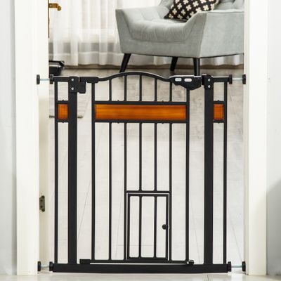 PawHut - Barrière de sécurité chien L74-80cm 2 portes verrouillables
