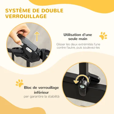 PawHut - Barrière sécurité animaux réglable H.74-80 cm - noir