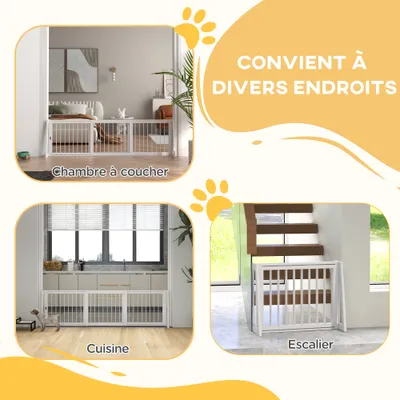 PawHut - barrière sécurité chien rétractable H.56 cm - blanc