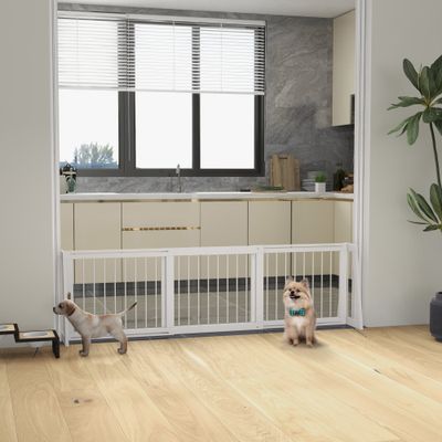 PawHut - Barrière sécurité chien 3 panneaux rétractables autoportante