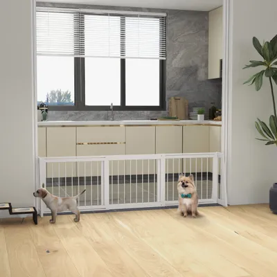 PawHut - barrière sécurité chien rétractable H.56 cm - blanc