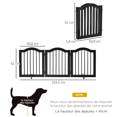 PawHut ? Barrière de sécurité modulable pliable MDF bois noir