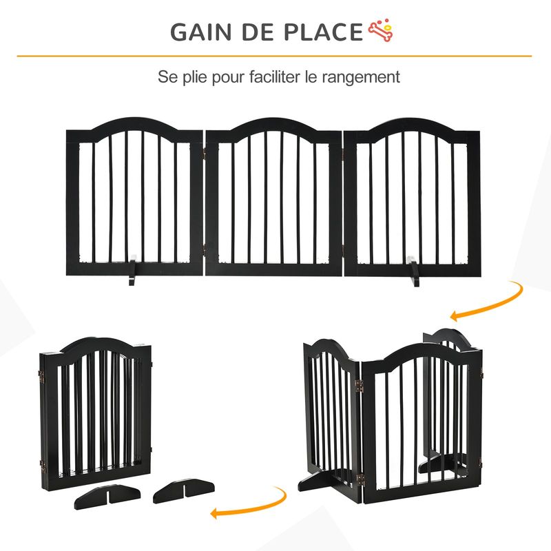 PawHut - Barrière modulable sécurité animaux H.61 cm - noir
