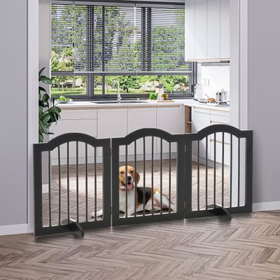 PawHut ? Barrière de sécurité modulable pliable MDF bois noir