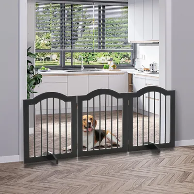 PawHut ? Barrière de sécurité modulable pliable MDF bois noir