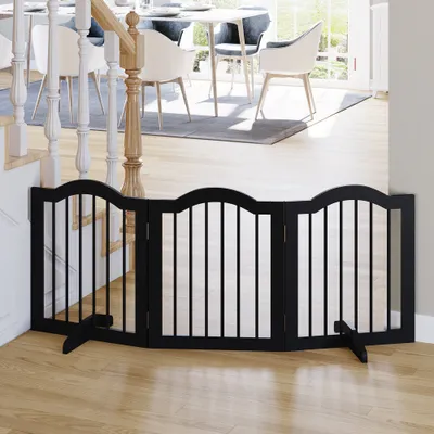 PawHut ? Barrière de sécurité modulable pliable MDF bois noir