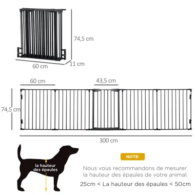 PawHut - barrière chien modulable pliable H.74,5 cm - noir