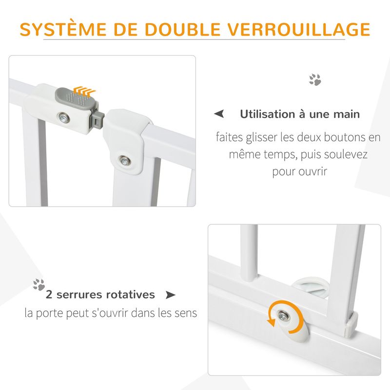 PawHut - barrière sécurité animaux sans perçage H.75-95 cm - blanc