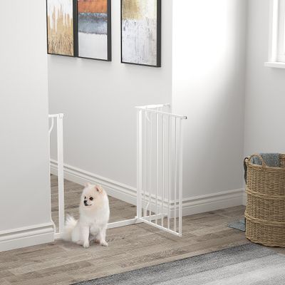 PawHut ? Barrière de sécurité réglable L.75-95 cm porte blanc