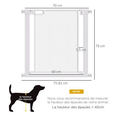 PawHut ? Barrière de sécurité animaux réglable L.75-82 cm porte