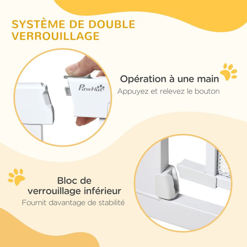 PawHut - Barrière animaux réglable H.75-82 cm - blanc