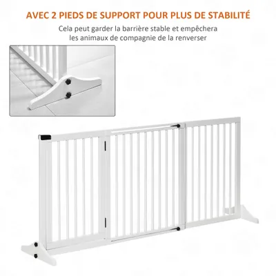 PawHut - Barrière Chien Autoportante Réglable H.71 cm - Blanc