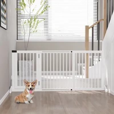 PawHut ? Barrière de sécurité chien autoportante réglable avec porte