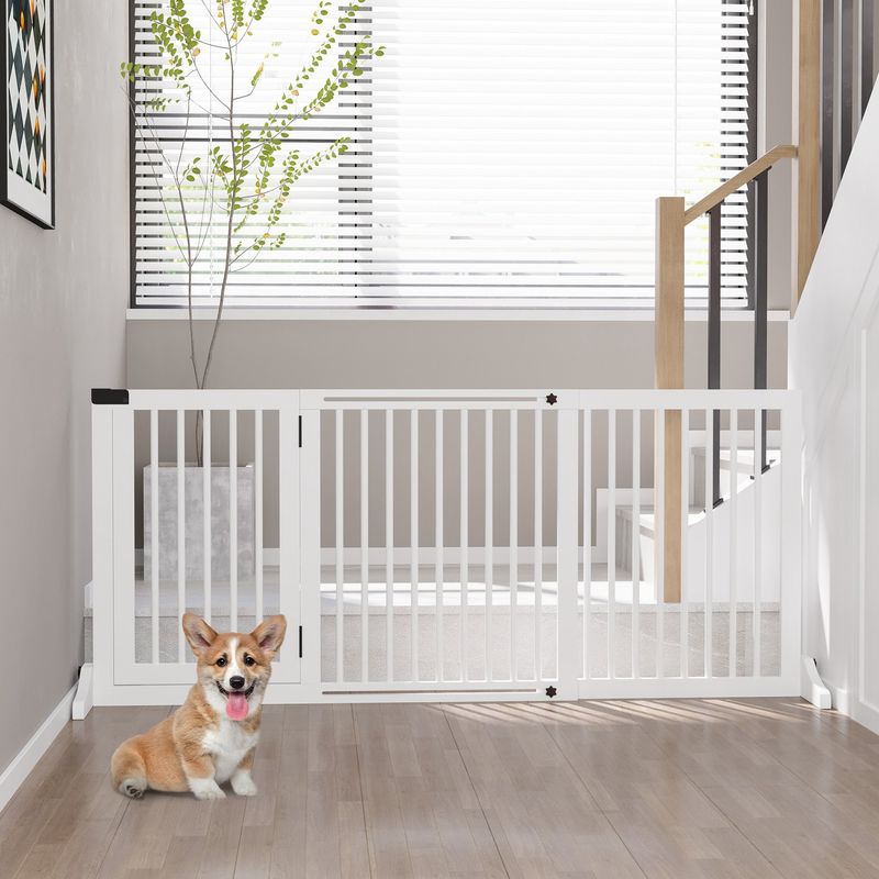 PawHut - Barrière Chien Autoportante Réglable H.71 cm - Blanc