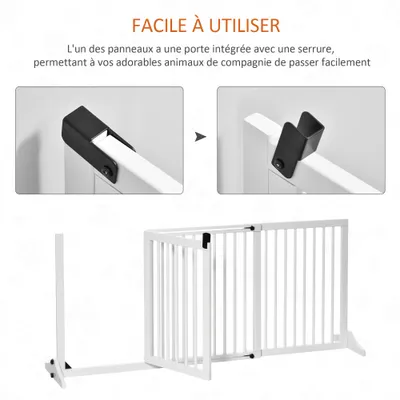 PawHut - Barrière Chien Autoportante Réglable H.71 cm - Blanc