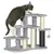 PawHut - escalier chat 3 marches multi-équipement H.50 cm - gris