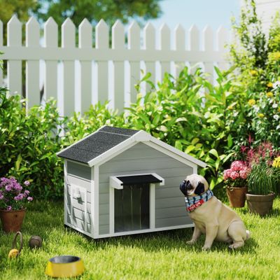 PawHut - Niche chien sur pied design cottage toit ouvrant 2 portes