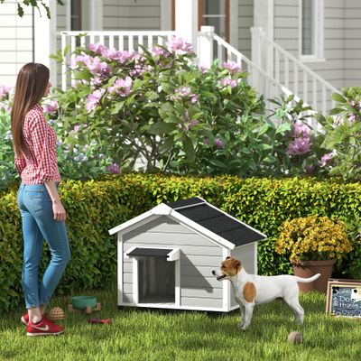 PawHut - Niche chien sur pied design cottage toit ouvrant 2 portes