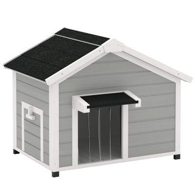 PawHut - niche cottage toit ouvrant H.76 cm - gris