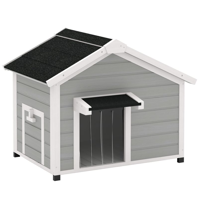 PawHut - niche cottage toit ouvrant H.76 cm - gris