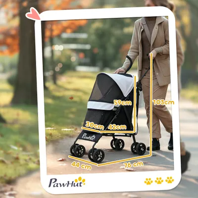 PawHut - Poussette chien 4 roues pliable avec bandoulière