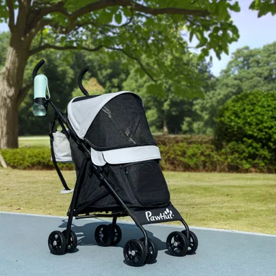 PawHut - poussette chien pliable H.103 cm - gris clair