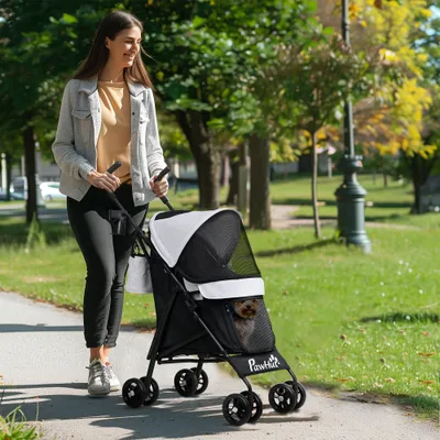 PawHut - Poussette chien 4 roues pliable avec bandoulière