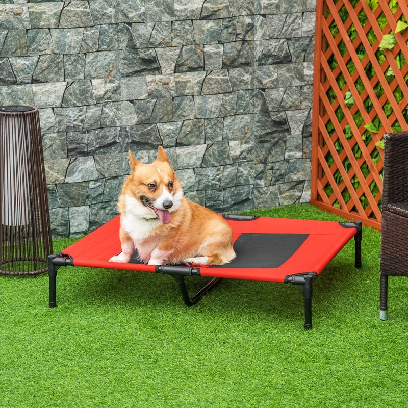 PawHut - Lit Camp Chien/Chat sur Pieds H.18 cm - Rouge