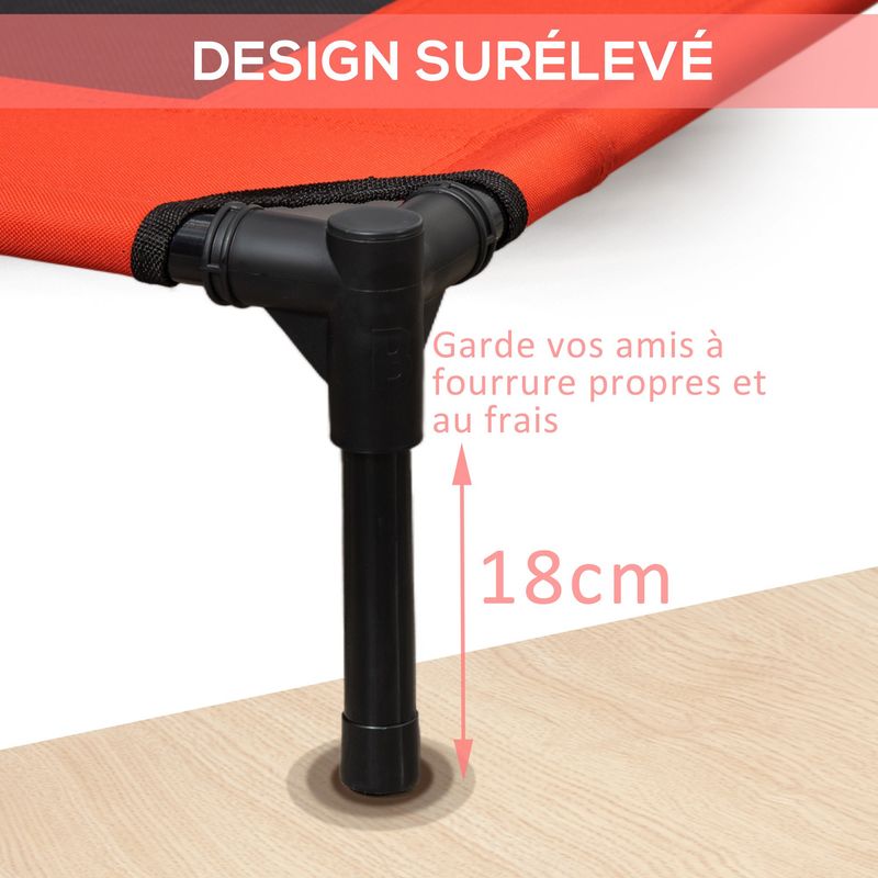 PawHut - Lit Camp Chien/Chat sur Pieds H.18 cm - Rouge