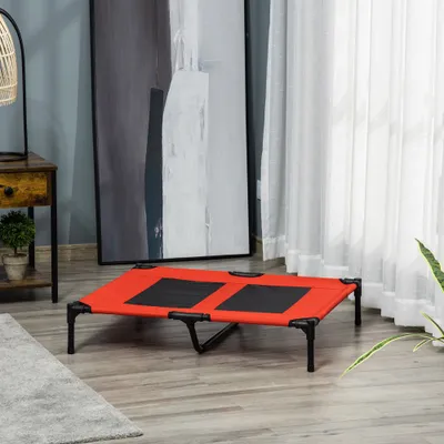 PawHut ? Lit pour chien chat 92L x 76l x 18H cm rouge noir