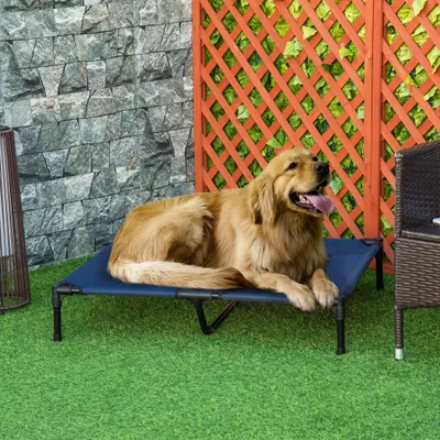PawHut - Lit pour chien sur pieds Oxford micro-perforé bleu PawHut - Lit pour chien sur pieds Oxford micro-perforé bleu