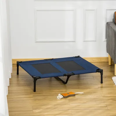 PawHut - Lit surélevé XXL pour animaux H.18 cm - Bleu