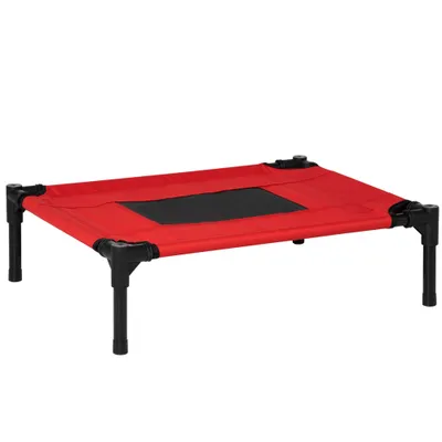 PawHut ? Lit surélevé panier chien métal époxy textilène rouge noir